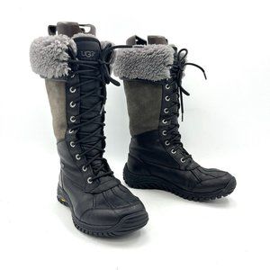 Ugg Adirondack Black Leather Winter Snow Boots Women's Size 8.5
